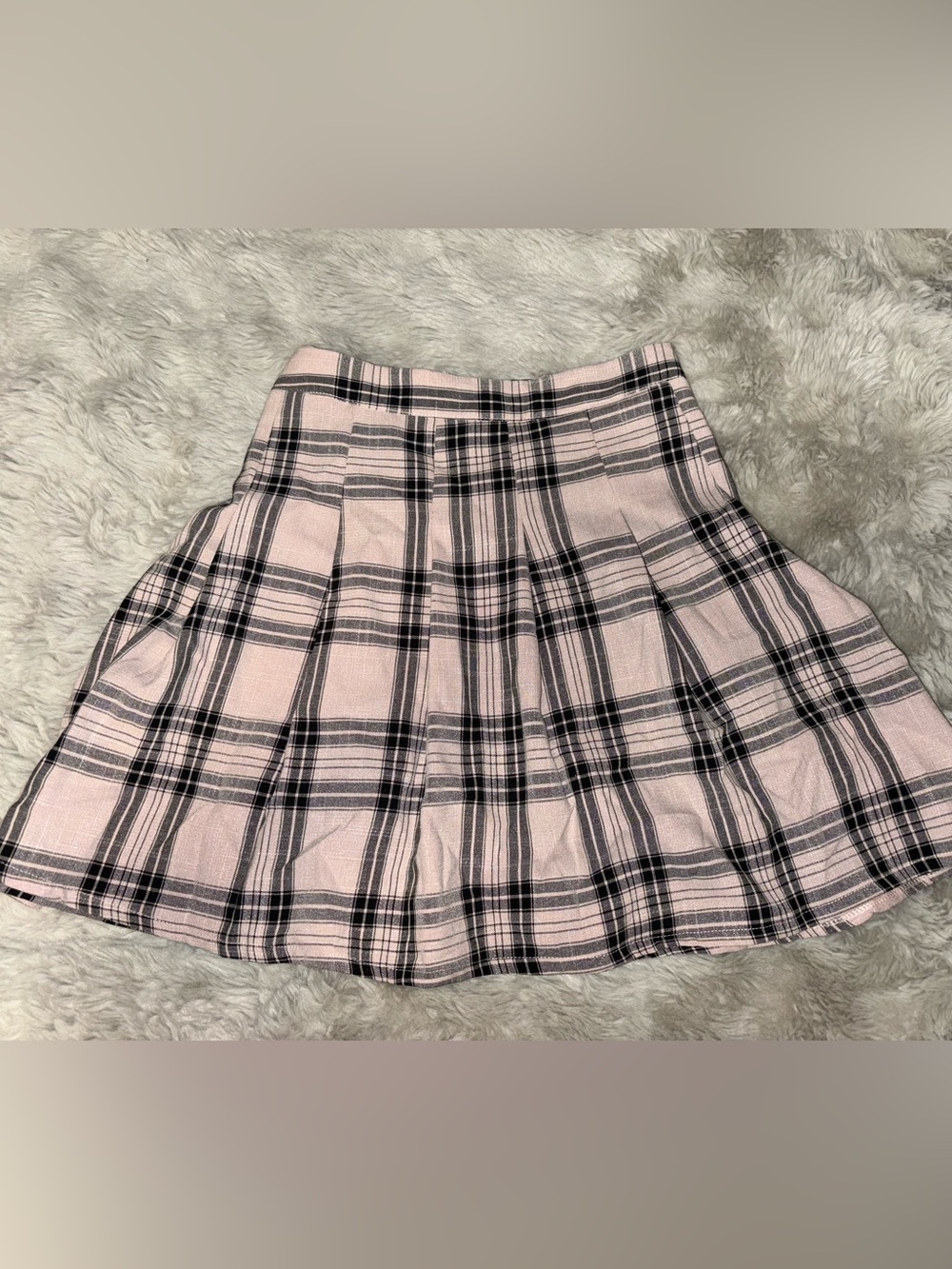 Pink plaid skirt